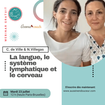 Image illustrant la collaboration entre Caroline de Ville et Nathaly Villegas dans le cadre du webinar gratuit sur la langue et le système lymphatique.
